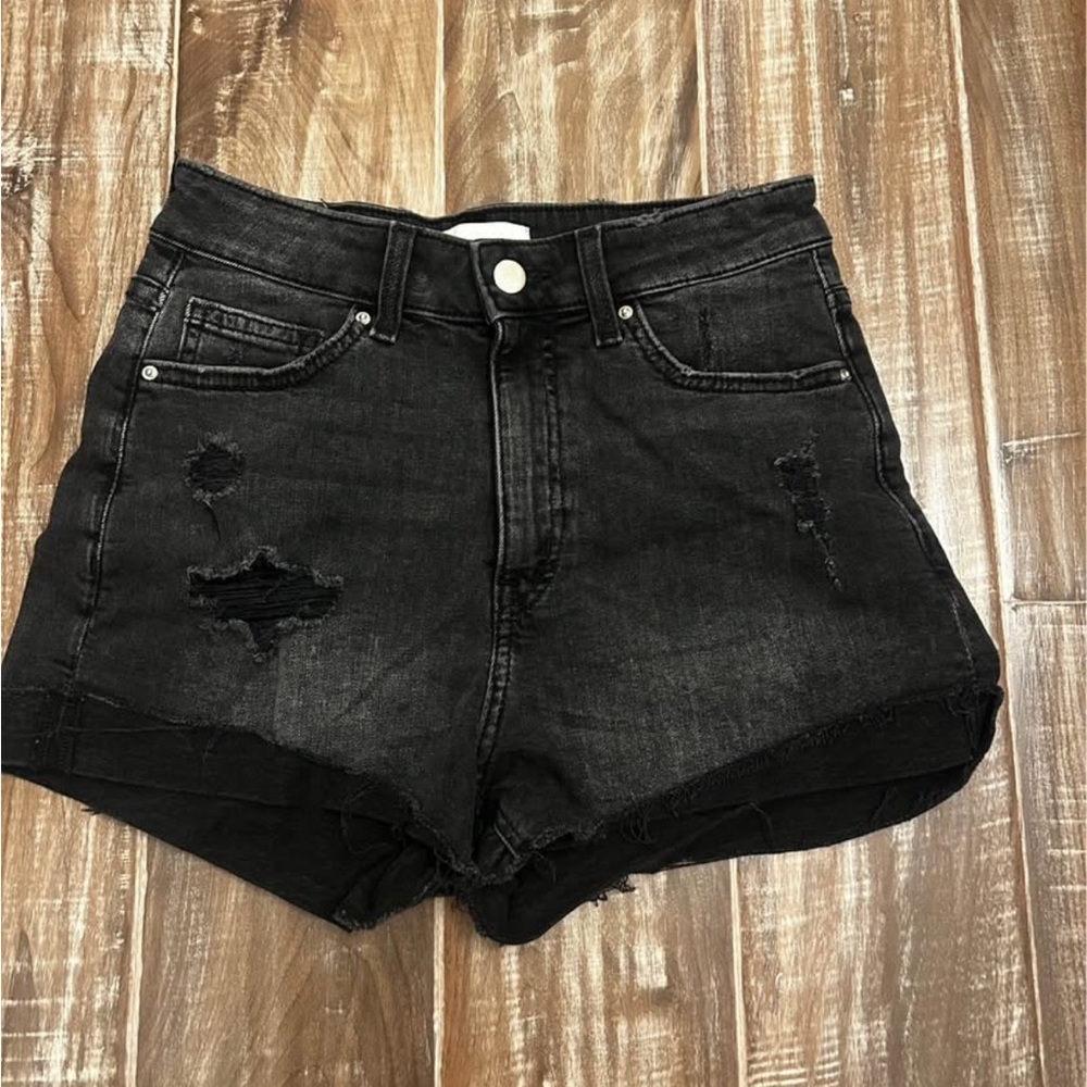 H&M Distressed Black Jean Shorts